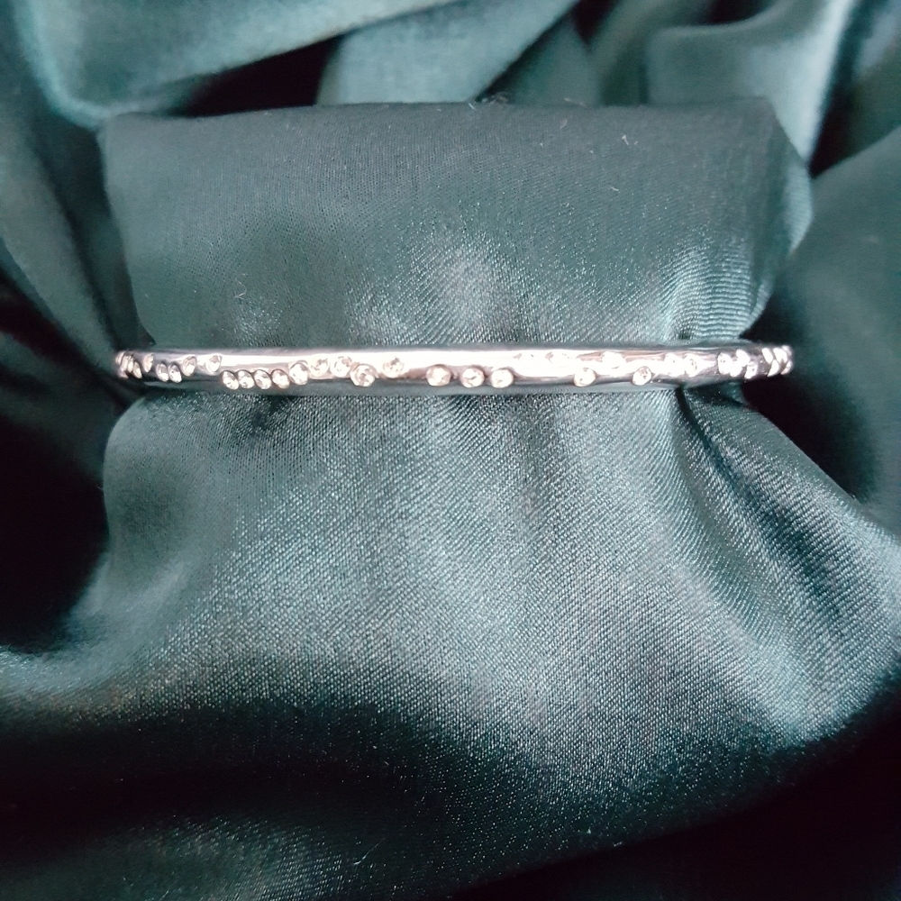 Swarovski Bangle Bracelet - Silver Tone Crystals